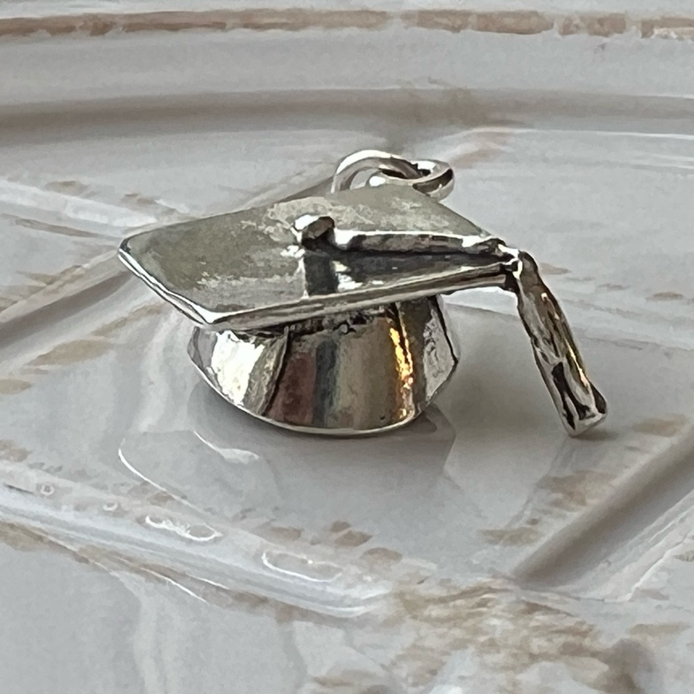 Graduation Cap Vintage Sterling Silver 925 Charm NOS